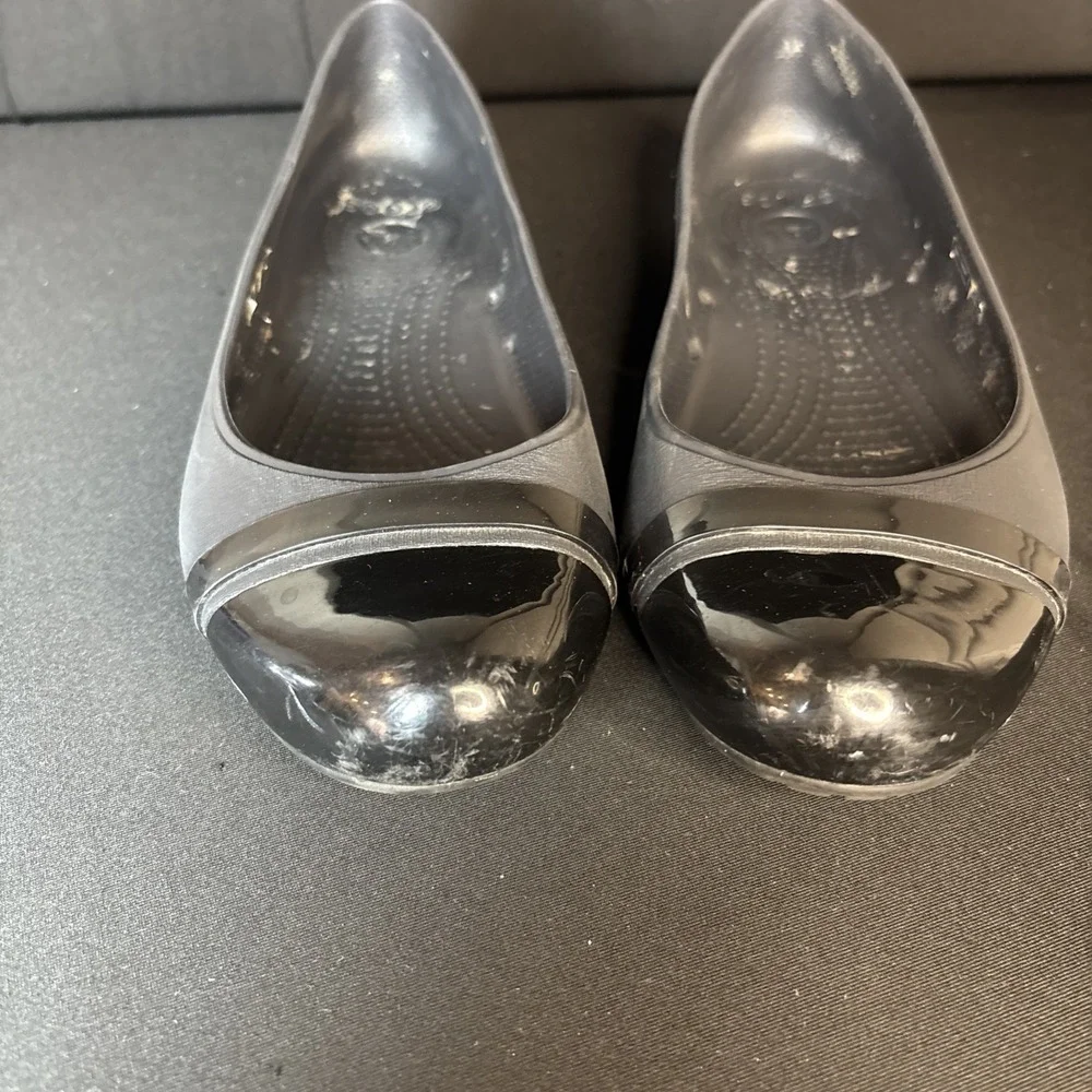 CROCS Womens Size 9 Cap Toe Flat Black‎ Ballet Flats Slip On Shoes